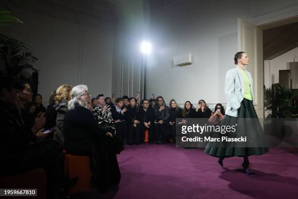 Model walks the runway during the Valentino Haute Couture Spring/Summer 2024 show as part of Paris Fashion Week on January 24, 2024 in Paris, France.