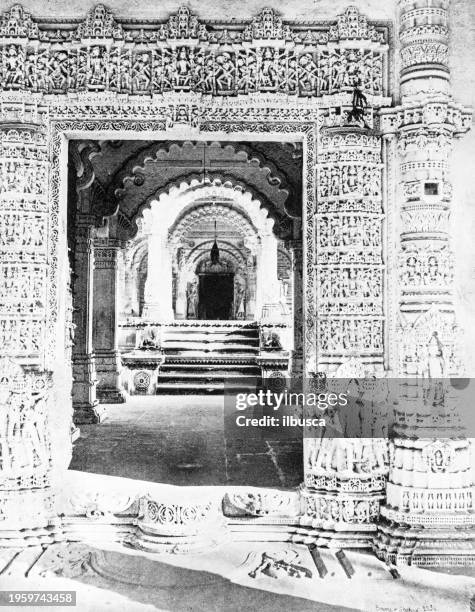 people and landmarks of india in 1895: hathi singh's tomb, ahmedabad - ahmedabad heritage stock illustrations