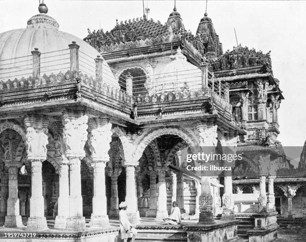 people and landmarks of india in 1895: hathi singh's temple, ahmedabad - ahmedabad heritage stock illustrations