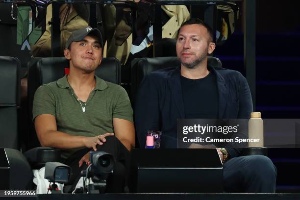 Ian Thorpe looks on during the Semi Final singles match between Qinwen Zheng of China and Dayana Yastremska of Ukraine during the 2024 Australian...