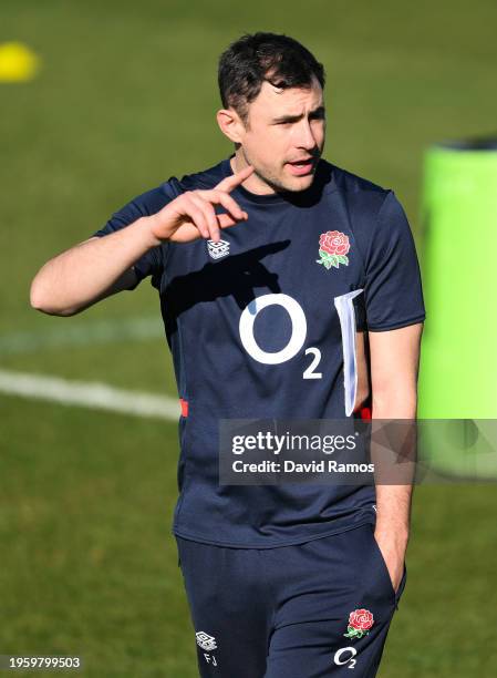 Felix Jones, Coach of England, looks on during a training session at Camiral Golf & Wellness on January 25, 2024 in Girona, Spain.