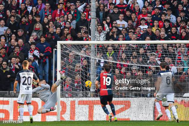 Mateo Retegui of Genoa scores a goal during the Serie A TIM match between Genoa CFC and US Lecce - Serie A TIM at Stadio Luigi Ferraris on January...