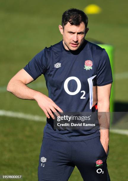 Felix Jones, Coach of England, looks on during a training session at Camiral Golf & Wellness on January 25, 2024 in Girona, Spain.