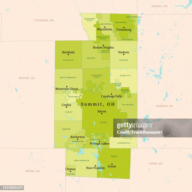 oh summit county vector map green - summit county stock illustrations