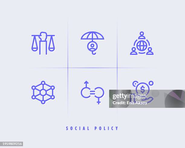 stockillustraties, clipart, cartoons en iconen met social policy icons - gelijkwaardige behandeling