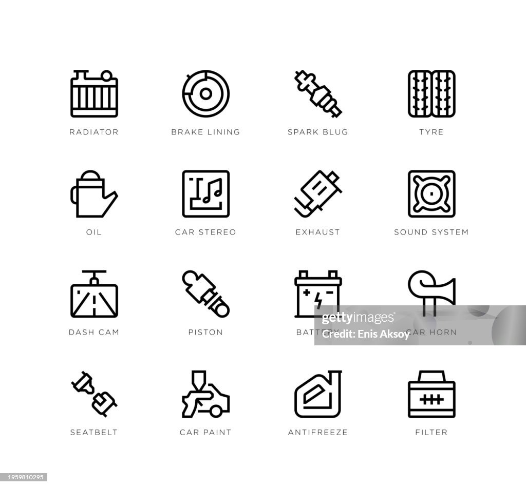 Auto spare parts icons