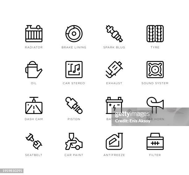auto spare parts icons - car radio stock illustrations