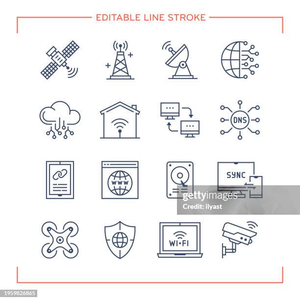 illustrations, cliparts, dessins animés et icônes de icônes de ligne modifiables pour internet - radar silhouette
