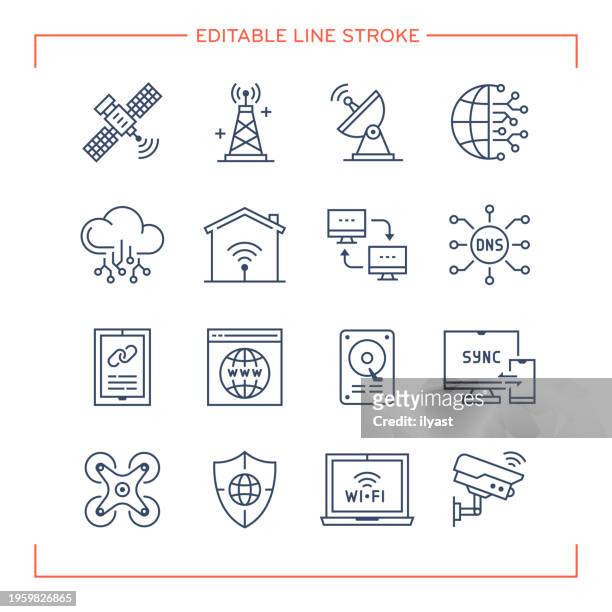 editable line icons for internet - astronomy icon stock illustrations