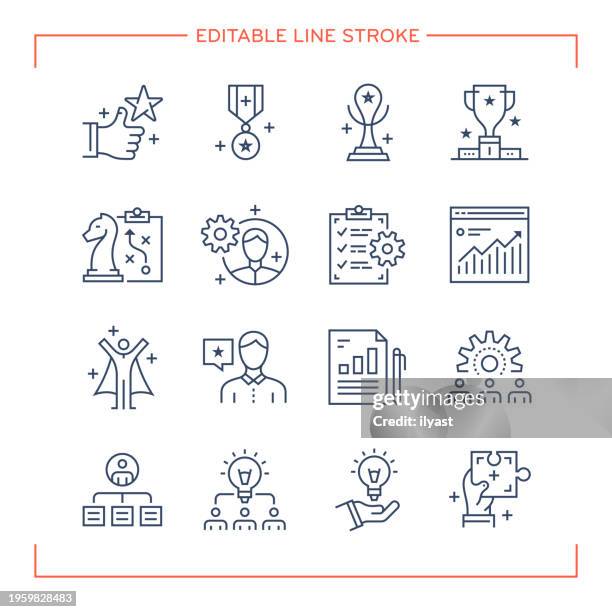 editable line icons for competition - crowdsourcing icon stock illustrations