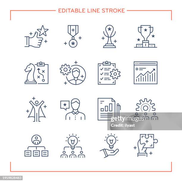 editable line icons for competition - progress report stock illustrations