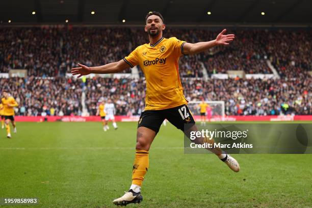 Matheus Cunha of Wolverhampton Wanderers celebrates scoring the 2nd goal during the Emirates FA Cup Fourth Round match between West Bromwich Albion...