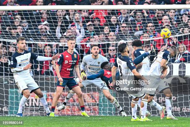 Caleb Ekuban of Genoa scores a goal during the Serie A TIM match between Genoa CFC and US Lecce - Serie A TIM at Stadio Luigi Ferraris on January 28,...