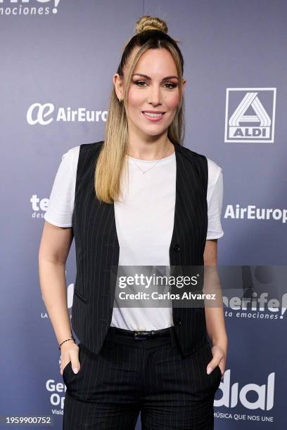 Singer Edurne attends the 'Dial Tenerife' awards presentation at the Cadena Dial radio studio on January 25, 2024 in Madrid, Spain.