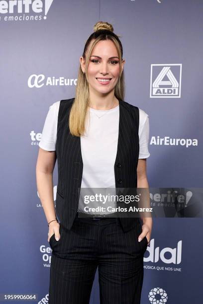 Singer Edurne attends the 'Dial Tenerife' awards presentation at the Cadena Dial radio studio on January 25, 2024 in Madrid, Spain.