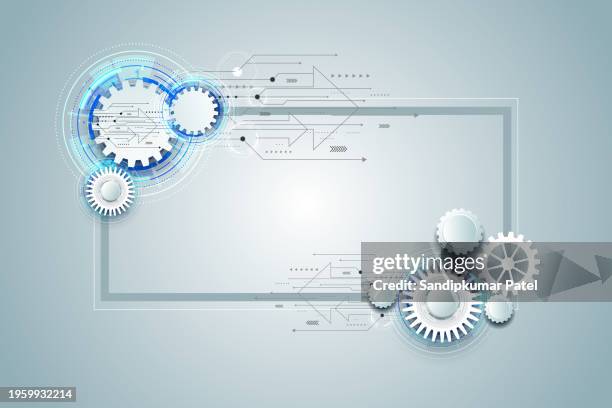 gears. abstract technical drawing, blueprint with gear, cogs. mechanical engineering - construction in progress stock illustrations