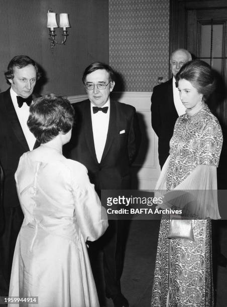 Judy Steele , Mike Wooller , Aubrey Singer & HRH The Princess Anne at the Society of Film & Television Arts Awards, Wednesday 28 February 1973, Royal...