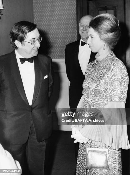 Aubrey Singer & HRH The Princess Anne at the Society of Film & Television Arts Awards, Wednesday 28 February 1973, Royal Albert Hall, London, U.K.