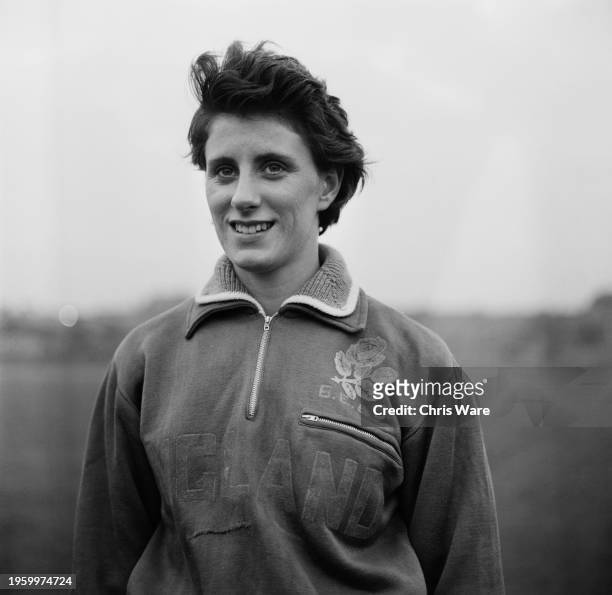 English sprinter Dorothy Hyman at her home track near Doncaster, September 1962. Hyman returned to training after competing in the European Athletic...