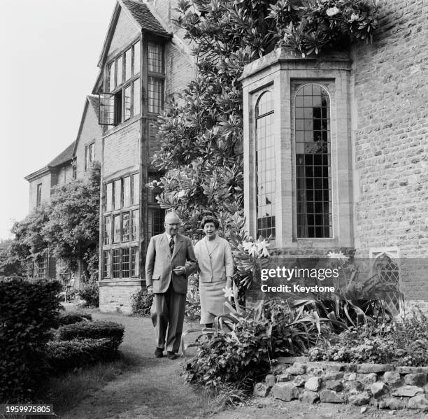 Sir Ralph Perring, 1st Baronet , the new Lord Mayor of London, with his wife Ethel in the garden of their home, Frensham Manor in Surrey, September...