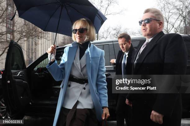 Jean Carroll arrives at Manhattan federal court in New York as her defamation suit against Donald Trump resumes after a juror and lawyer fell sick on...