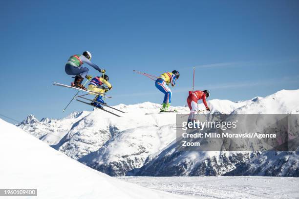 Terence Tchiknavorian of Team France in action during the FIS Ski Cross World Cup Men's and Women's Ski Cross on January 28, 2024 in St Moritz,...