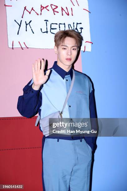 Shownu of boy band Monsta X attends the Marni "MARNI YK JEONG" capsule collection launch photocall on January 25, 2024 in Seoul, South Korea.