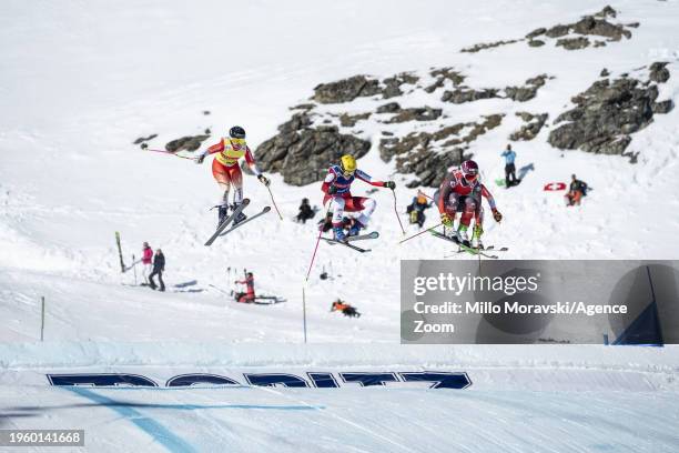 Marielle Thompson of Team Canada takes 1st place during the FIS Ski Cross World Cup Men's and Women's Ski Cross on January 28, 2024 in St Moritz,...