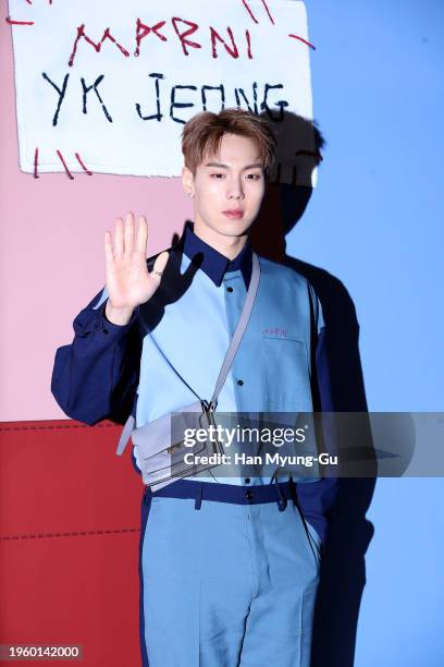 Shownu of boy band Monsta X attends the Marni "MARNI YK JEONG" capsule collection launch photocall on January 25, 2024 in Seoul, South Korea.