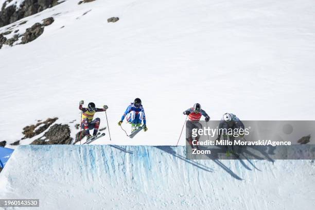 Melvin Tchiknavorian of Team France in action, Simone Deromedis takes 1st place during the FIS Ski Cross World Cup Men's and Women's Ski Cross on...