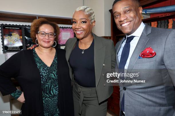 Dr Angelique Anderson Nunez, Tiffany Haddish, and Jon-Marc Sandifer attend the Bizio Night Of Innovation With Tiffany Haddish, Allan Houston & Dr...