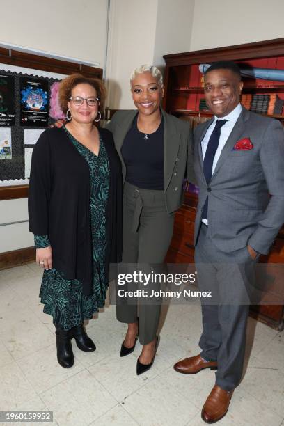 Dr Angelique Anderson Nunez, Tiffany Haddish, and Jon-Marc Sandifer attend the Bizio Night Of Innovation With Tiffany Haddish, Allan Houston & Dr...