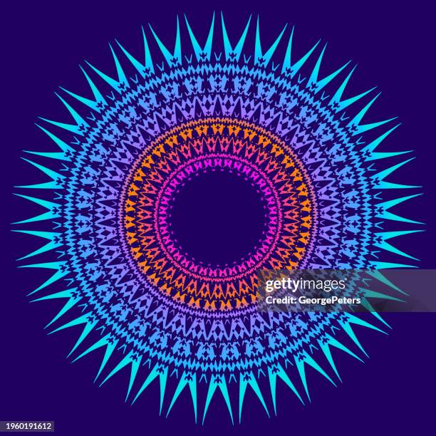 sunburst with light beams - aztec pattern stock illustrations