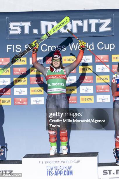 Marielle Thompson of Team Canada takes 1st place during the FIS Ski Cross World Cup Men's and Women's Ski Cross on January 28, 2024 in St Moritz,...