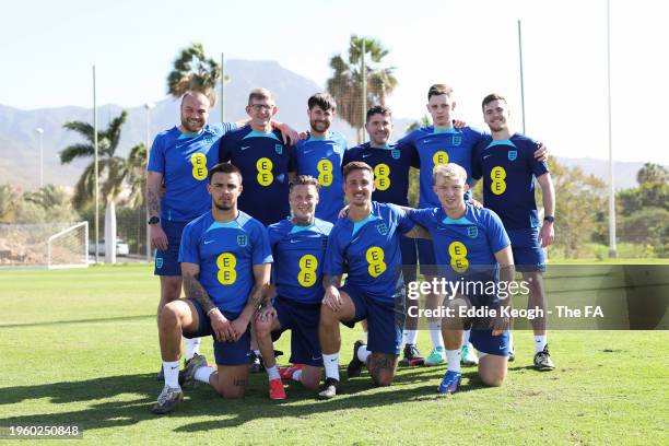 Players and coaching staff of England Para pose for a photo during a training session on January 25, 2024 in Santa Cruz de Tenerife, Spain.