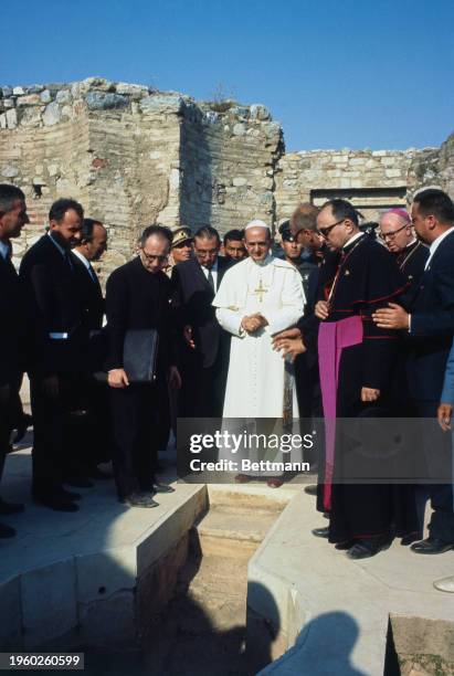 Pope Paul VI visiting the Basilica of St John in Ephesus, western Turkey, July 25th 1967.