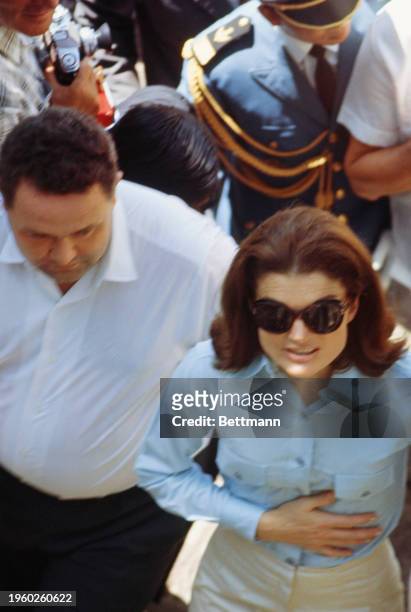 Former US First Lady Jacqueline Kennedy visiting the ruins of Angkor in Cambodia, November 3rd 1967.