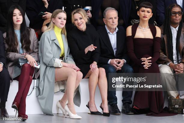 Hyekyo Song, Ava Philippe, Reese Witherspoon, Michael Burke and Zendaya attend the Fendi Haute Couture Spring/Summer 2024 show as part of Paris...