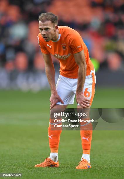 Blackpool's Jordan Rhodes during the Sky Bet League One match between Blackpool and Charlton Athletic at Bloomfield Road on January 27, 2024 in...