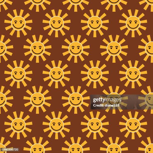 1970s style seamless background pattern - smiley face background stock illustrations
