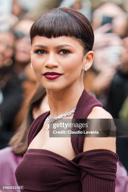 Zendaya is seen during the Fendi Haute Couture Spring/ Summer 2024 as part of Paris Fashion Week on January 25, 2024 in Paris, France.