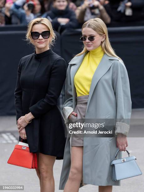 Reese Witherspoon and Ava Phillippe attends the Fendi Haute Couture Spring/Summer 2024 show as part of Paris Fashion Week on January 25, 2024 in...