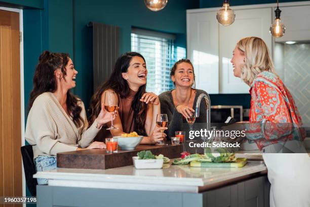 passar tempo juntos enquanto cozinham - jantar-com-convidados - fotografias e filmes do acervo