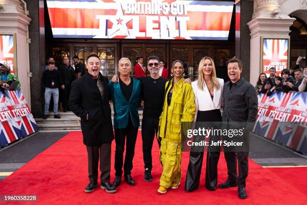 Ant McPartlin, Bruno Tonioli, Simon Cowell, Alesha Dixon, Amanda Holden and Declan Donnelly attend the Britain's Got Talent 2024 photocall at London...