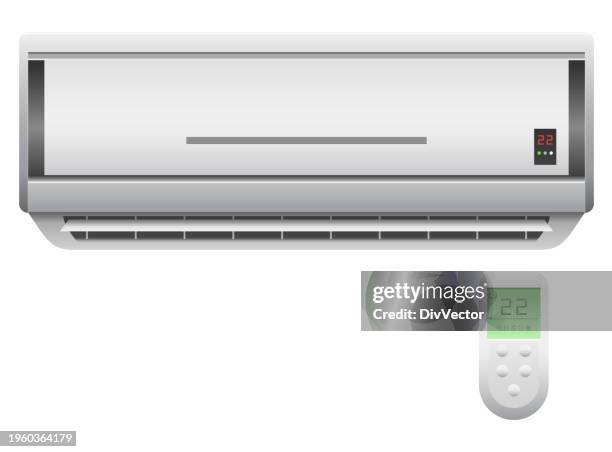 air conditioner vector set - office ventilation stock illustrations