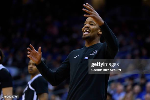 Head coach Kim English of the Providence Friars reacts during the second half of a game against the Seton Hall Pirates at Prudential Center on...