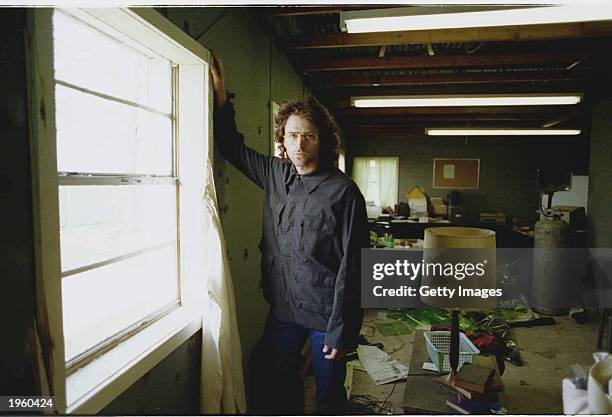 American actor Tim Daly stands by a window on the set of the TV movie 'In the line of fire: Ambush in Waco' on location, Tulsa, Oklahoma, 1993.