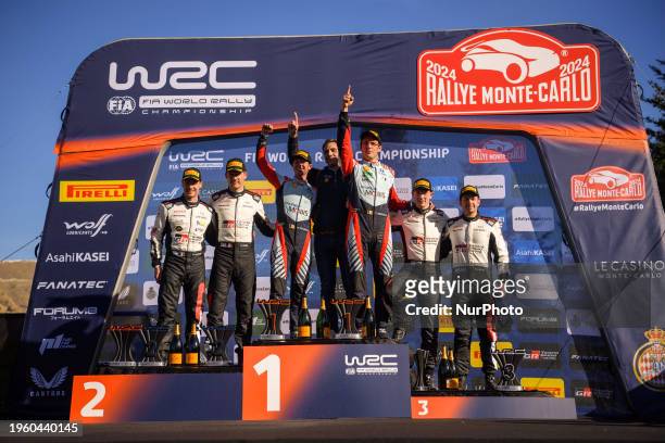 Sebastien Ogier from France and Vincent Landais, Thierry Neuville and Martijn Wydaeghe from Belgium, along with Elfyn Evans and Scott Martin from...