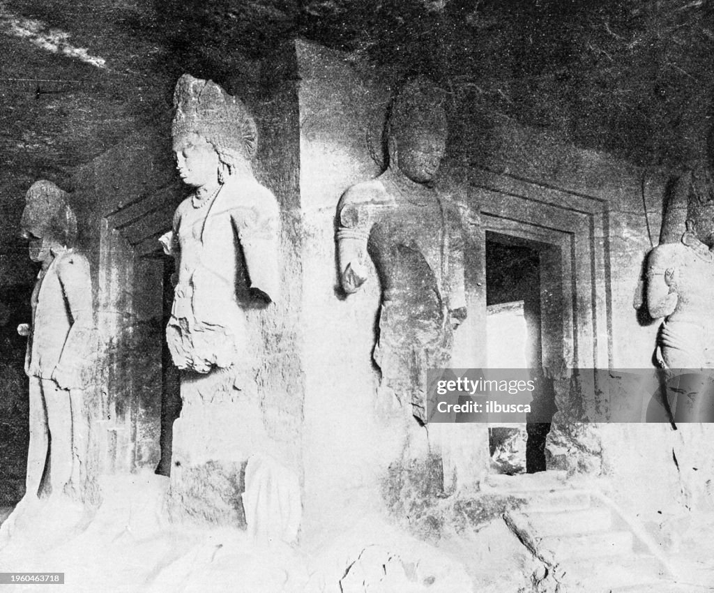People and landmarks of India in 1895: Elephanta Caves