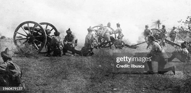 people and landmarks of india in 1895: battle artillery - firing squad stock illustrations